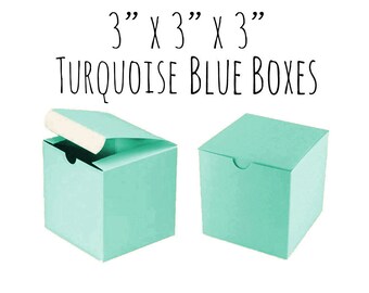Robin's Egg 3 x 3 x 3" Square Boxes, 5 to 20 Pack Of Wedding Favor Boxes, Gift, Aqua Cupcake Box/Candy Box-Smooth Cardboard Box, Turquoise