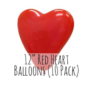 12&quot; Heart Shaped Red Balloons, 12 Inch Red Heart Balloons, 1 ft Balloon, Party Decorations, Wedding Supply, Birthday Decoration