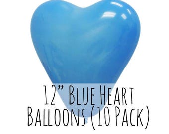 12" Heart Shaped Royal Blue Balloons, 12 Inch Blue Heart Balloons, 1 ft Balloon, Party Decorations, Wedding Supply, Birthday Decor