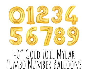 40" Złote balony z numerami, 40-calowe błyszczące balony foliowe Mylar, niestandardowy wiek, wybierz swoje numery, dekoracja imprezy, świętowanie, balony urodzinowe