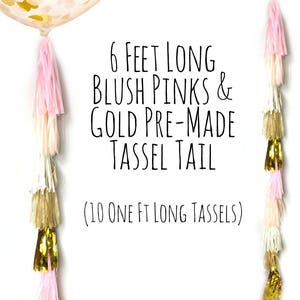 Balloon Tassels Tail in Blush Pink, Peach and Gold Tassel Garland, Tissue Tassels, Photo Prop, Party Decoration, Wall Decor, Birthday Decor