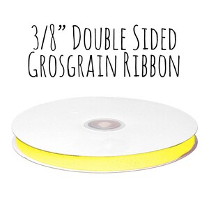 Solid Yellow Ribbon, Yellow Grosgrain Ribbon, 3/8&quot; Ribbon, Solid Color Grosgrain Ribbon, Gift Ribbon, Gift Wrap, Wedding Supply, Hair Ribbon