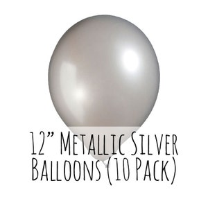12&quot; Metallic Silver Balloons, 12 Inch Metallic Silver Latex Balloons, 1 ft Balloon, Party Decorations, Wedding, Birthday Decoration