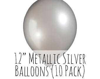 12" Metallic Silver Balloons, 12 Inch Metallic Silver Latex Balloons, 1 ft Balloon, Party Decorations, Wedding, Birthday Decoration