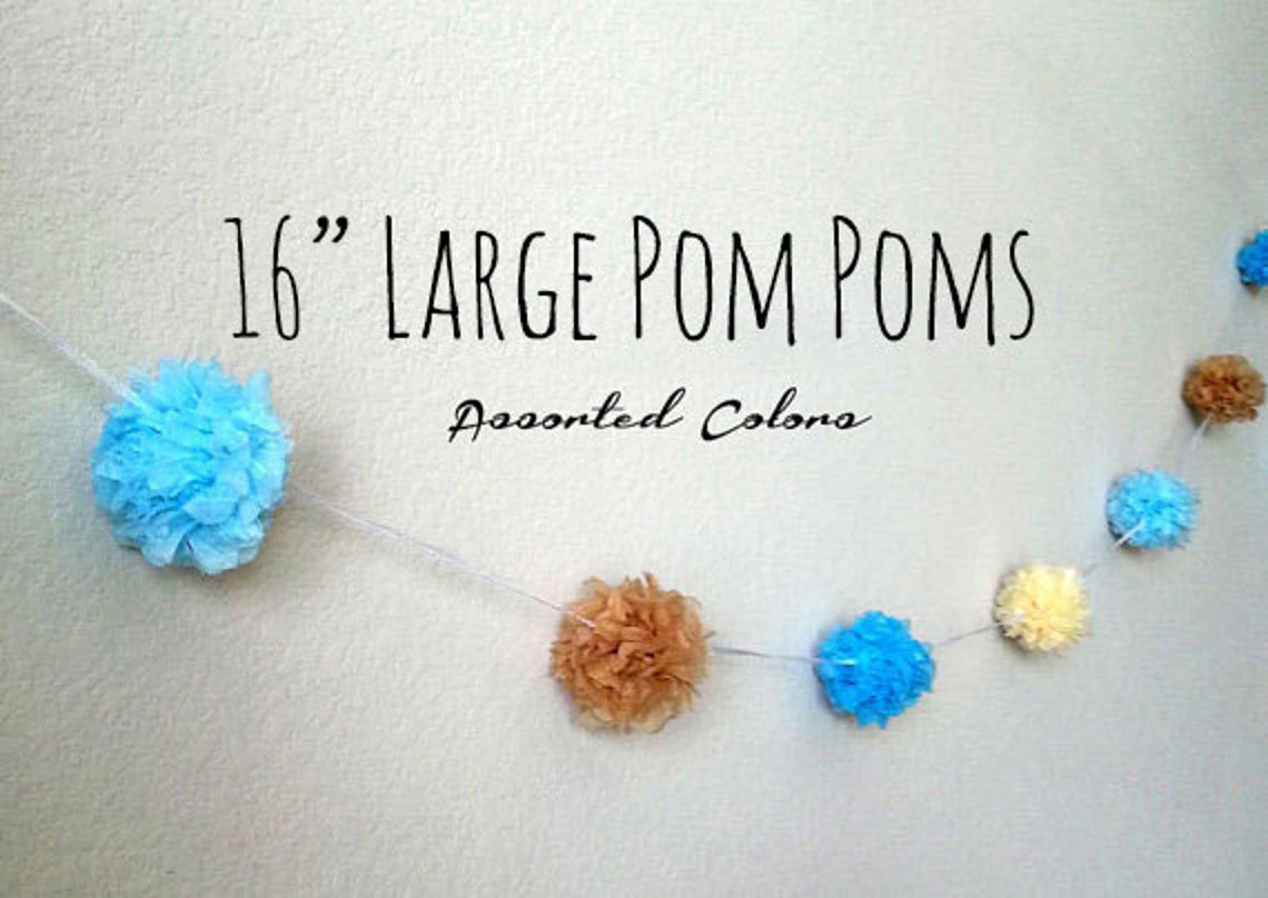 16 Large Tissue Pom Poms Tissue Paper Pom Cake Etsy
