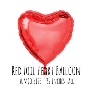 32&quot; Metallic Red Foil Mylar Heart Balloon, Heart Shaped Balloon, Engagement Party, Bridal Shower, Anniversary, Wedding Decor, Reception