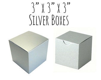 Silver Boxes Square 3 x 3 x 3", 5 to 20 Pack Of Wedding Favor Boxes, Gift Box, Cupcake Box/Candy Box-Smooth Cardboard Box, Metallic Silver