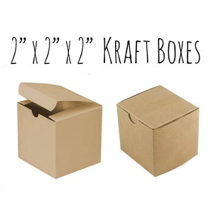 Scatole Kraft 2 x 2 x 2" quadrate, da 25 a 50 confezioni di scatole per bomboniere, scatole regalo, scatole per cupcake, scatole di cartone di carta Kraft, scatole per caramelle, matrimonio