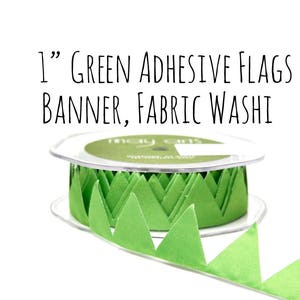 Lime Green Flags Garland Fabric Washi Tape Lint met zelfklevende achterkant, 1" Bunting Banner, Driehoeken Lichtgroene Washi Tape, Cadeau/Craft Supply