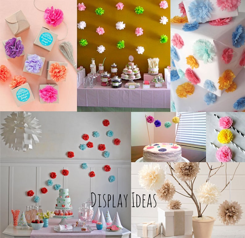 4 Tissue Mini Pom Poms Tissue Paper Small Pom Cake Etsy