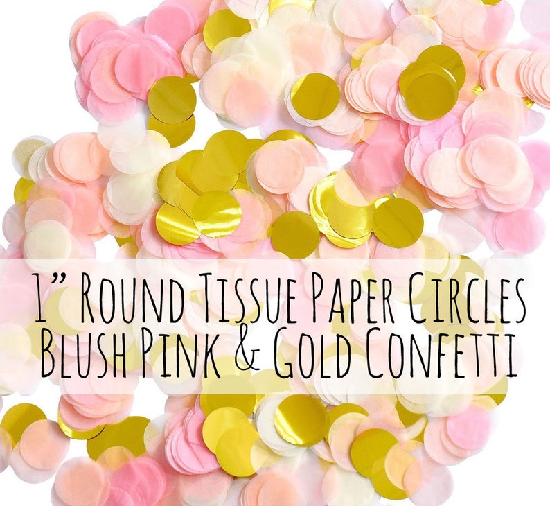 300 Blush Pink Peach And Gold Confetti Tissue Paper Circles Etsy