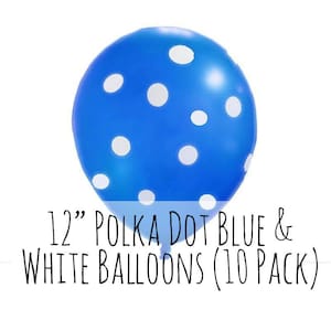 12" Polka Dot Blue Balloons, 12 Inch Blue and White Dots Latex Balloons, 1 ft Balloon, Party Decoration, Wedding, Birthday Decoration