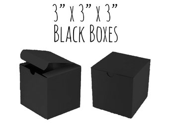 Black Boxes 3 x 3 x 3" Square, 25 To 50 Pack of Wedding Favor Boxes, Gift Box, Cupcake Box/Candy Box-Smooth Cardboard Box, DIY, Gloss Black