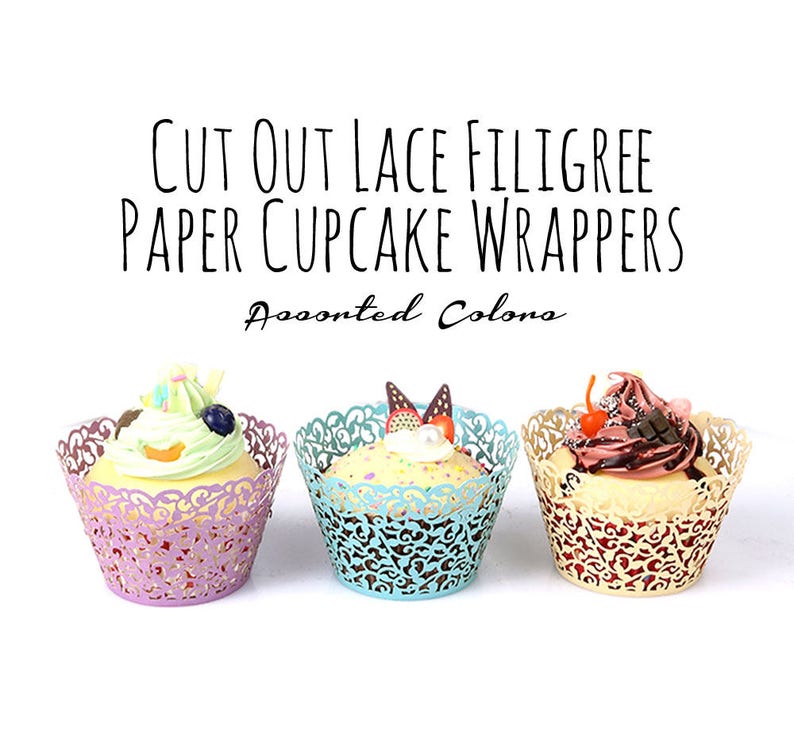 Paper Lace Cupcake Wrappers Leaf Vine Filigree Cupcake Etsy