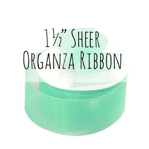 1 1/2&quot; Mint Ribbon, 1.5 Inch Ribbon, Light Mint Green Sheer Organza Ribbon,Mint Gift Ribbon, Gift Wrap, Wedding Supplies, Decoration