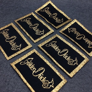 500 pcs Custom gold woven label, gold metallic woven label, garment gold woven label