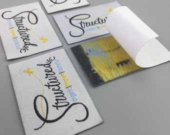 100pcs adhesive labels for clothing, Personalized Kids' Name Tags for Clothing, adhesive fabric woven label, adhesive woven label