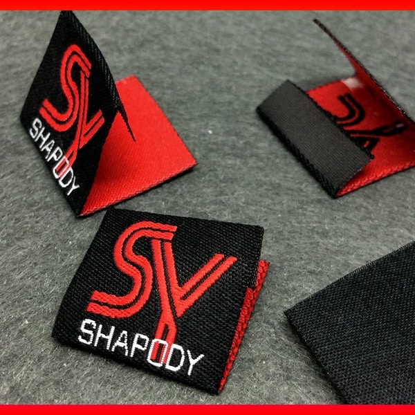 350 center fold or end fold finished , Custom woven label,Custom clothing label for clothing