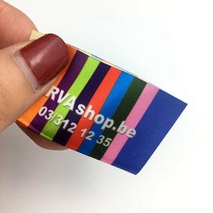 Custom Fabric labels Color Satin Clothing Labels, Logo labels PRECUT Custom Made Satin Fabric Clothing labels