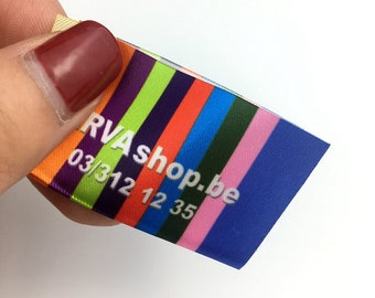 Custom Fabric labels Color Satin Clothing Labels, Logo labels PRECUT Custom Made Satin Fabric Clothing labels
