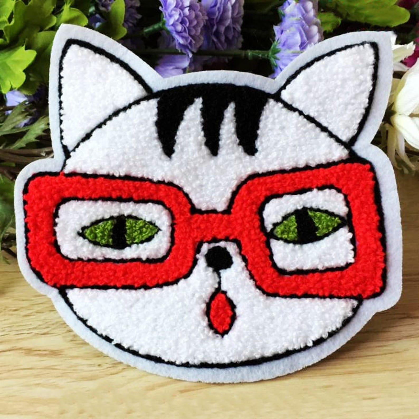 Patch Universitaire Chenille - Lettre N°1 - Vert Et Blanc - Écusson Brodé