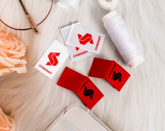 Satin sew-on custom clothing tags, Custom satin labels, Wash care labels, Satin trademark labe, Handmade labels, Fold Over Care Labels