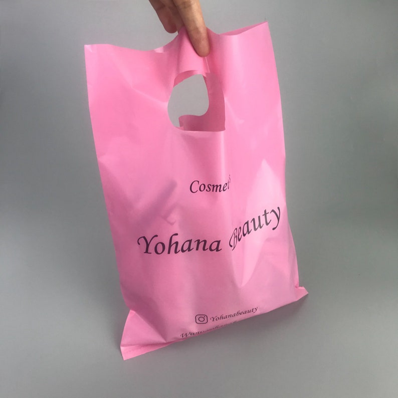 100pcs 12x15.5 Custom shopping bags with logo, plastic shopping bags with logo, custom poly die cut bags image 1