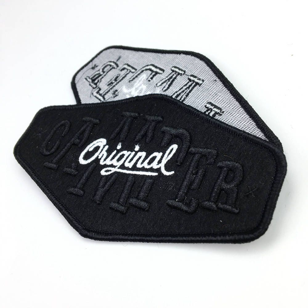3d Cool Black Metal Leather Embroidery Patches For Clothing No