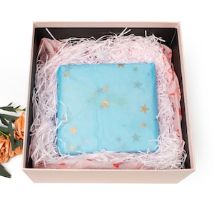 2000Geschenkpapier, Sterne, Geburtstag, Geburt, Geschenkpapierbogen, eingebrannte Verpackung, eingebranntes Seidenpapier, personalisiertes Taschentuch