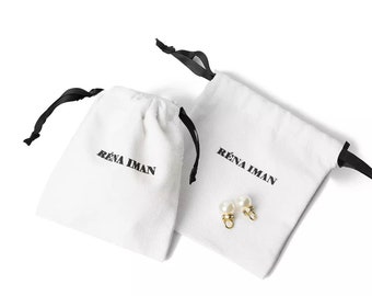 Cotton bag customize jewelry packaging pouch drawstring bags bags personalized logo with ribbon bag small pouch necklace bags earring pouch