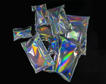 Bolsa holográfica personalizada, bolsa holográfica personalizada, bolsas holográficas arcoíris - Bolsas brillantes, bolsas iridiscentes, suministros de embalaje
