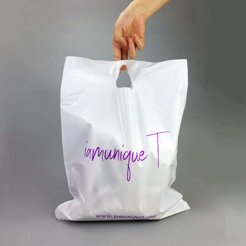 100pcs 12x15.5 Custom shopping bags with logo, plastic shopping bags with logo, custom poly die cut bags image 3