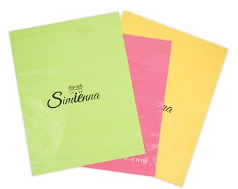 Sobres de polietileno personalizados en morado, rosa, piel, verde, gris, rojo, azul, naranja, amarillo y rosa bebé. Bolsas de envío personalizadas de alta calidad. Sobres de polietileno personalizados.