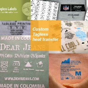 250 Tagless Heat transfers labels, heat transfer vinyl design- Iron on labels-TAGLESS Transfer Labels 1 color
