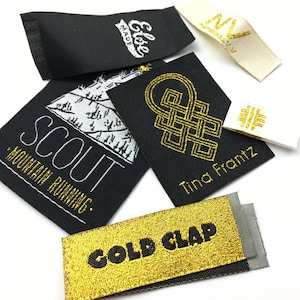 300 pcs Custom gold metallic woven label, damask gold woven label,gold clothing woven label