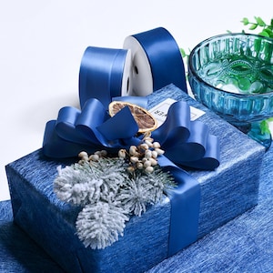 38mm/1.5&quot; Blue satin ribbon, BRIDAL SATIN RIBBON Silky Soft Ultra Shiny Floral Gift Wrap Wedding Birthday Party Gown Dress Baby Shower