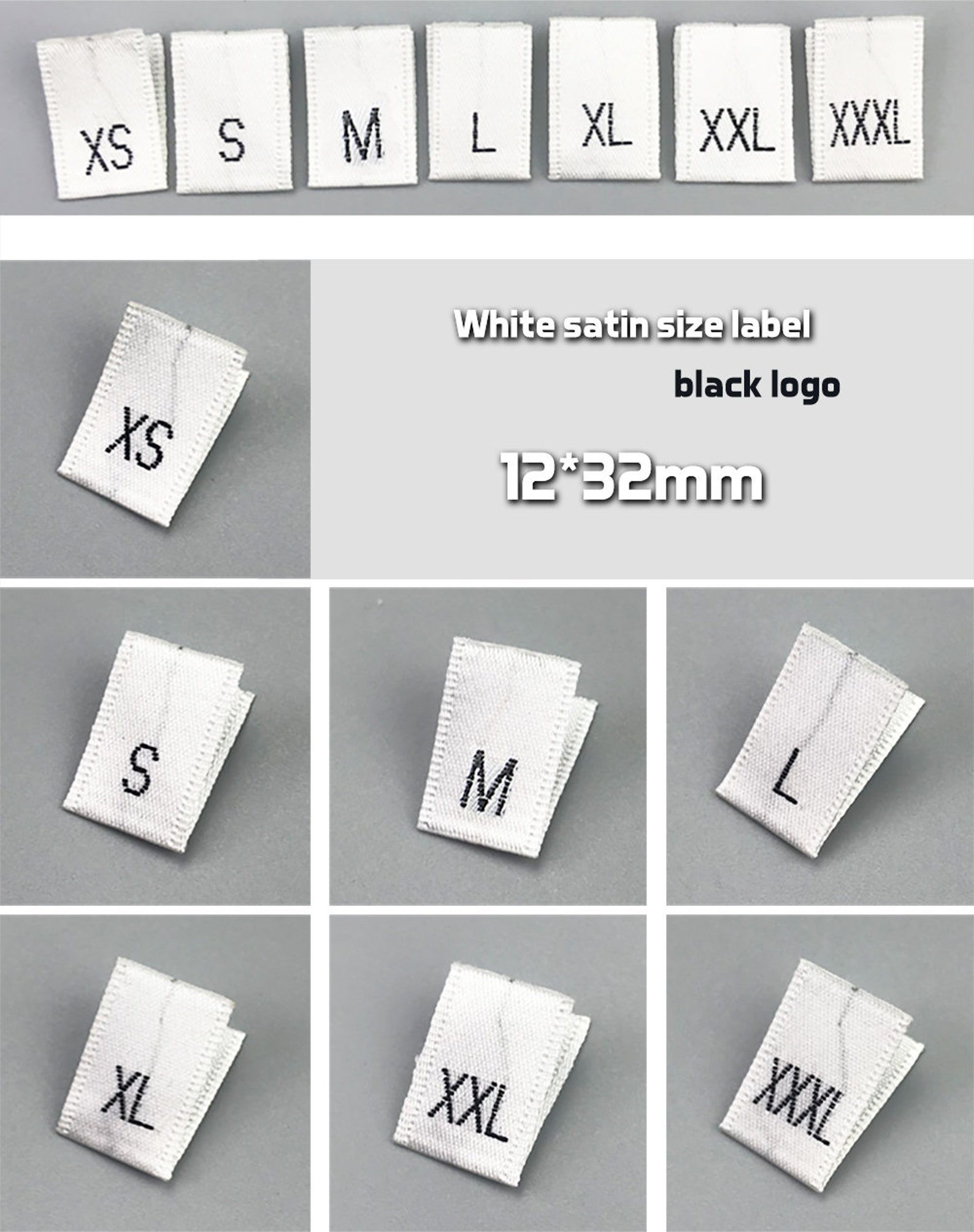 100 Clothing Size Tags Woven Size Tabs Woven Tags Pips Etsy