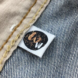 500 pcs Custom gold clothing label, gold metallic clothing label, woven clothing label gold metallic