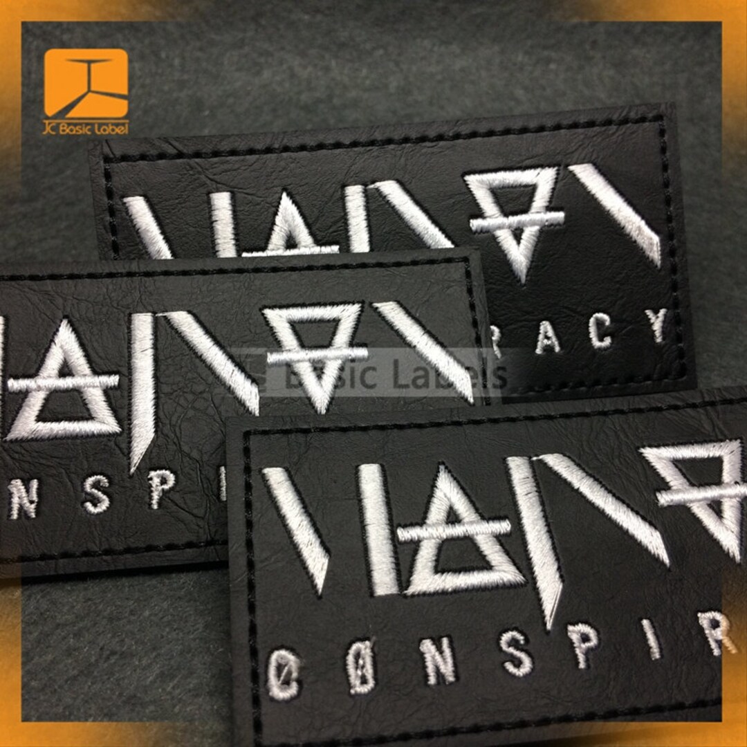 100 Embroidery Leather Patch, Custom Logo Patch, Stitch Logo