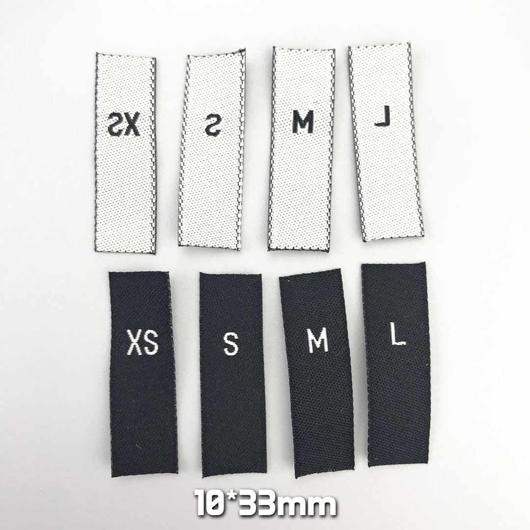 100 Woven Size Labels, Clothing Size Tags, Printed Satin Size Tabs ...
