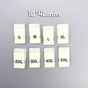 Geweven Zwarte Maat Label Tabs Grootte Kleding Kleding Kleding Accessoires Geweven Labels Gesneden en Lus Gevouwen Maat Tags