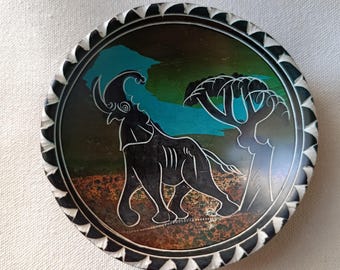 Elephant /African wild animals Kisii stone bowl from Kenya Africa