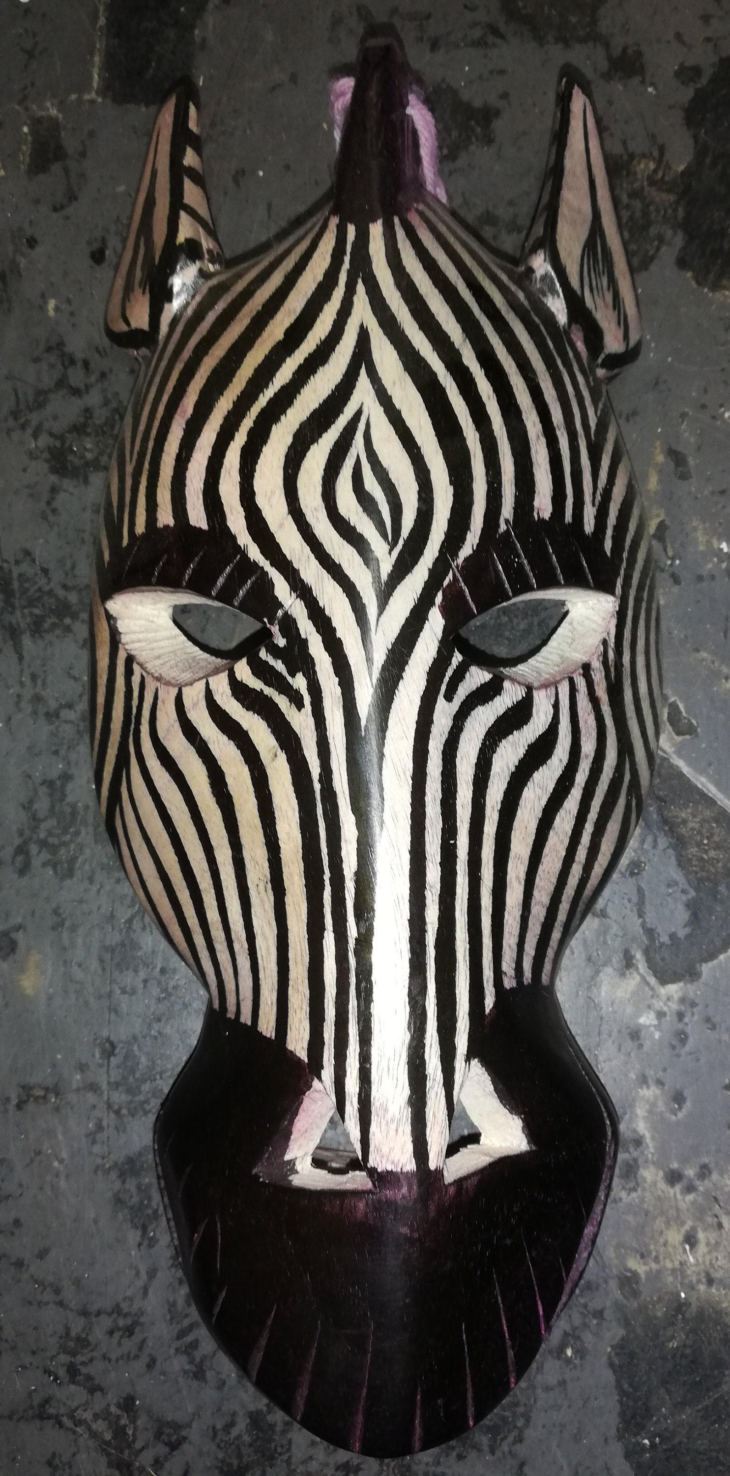African Zebra Wooden Mask - Etsy