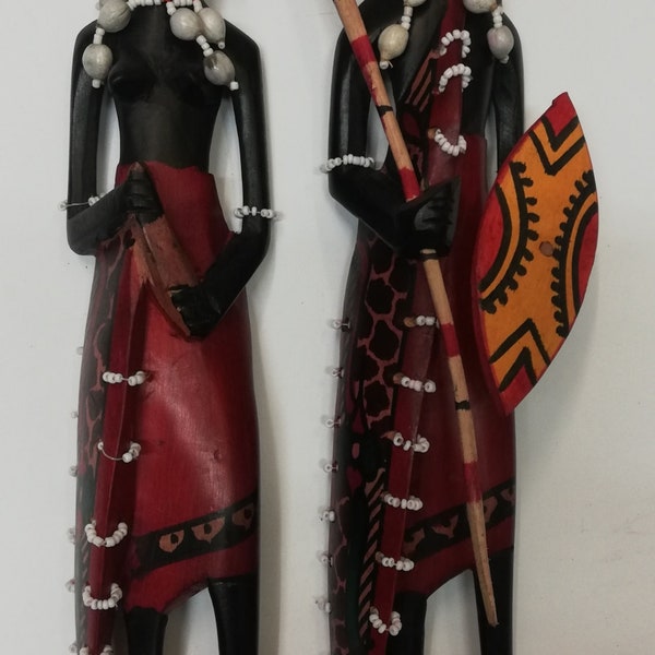 Maasai Figurines Wood Carved from Kenya