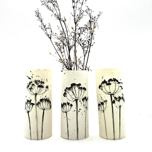 Handmade porcelain cow parsley wrap vase - medium