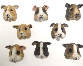 Wall hung Handmade Guinea Pig heads.