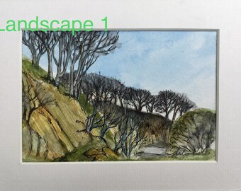 Pendle Landscapes in Spring -mixed media, pen & ink, watercolour, coloured pencil