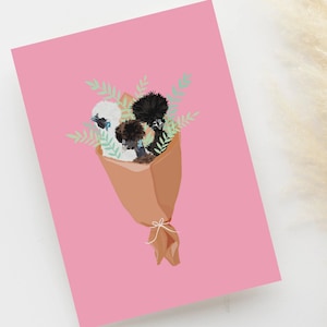 pour notes bouquet de poulet | Silkies et Showgirl | anniversaire | anniversaire | bouquet de bock | carte de voeux | troupeau | propriété familiale | blanc à l'intérieur