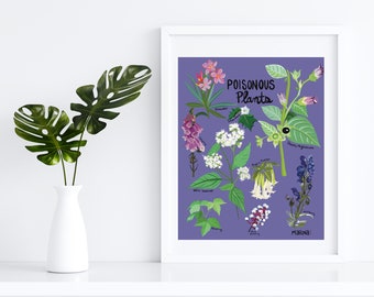 Poisonous plants print 8x10" 5x7" Print | |  Floral Wall Art |  Art | Painting | Home Decor | Gift Idea | garden Art