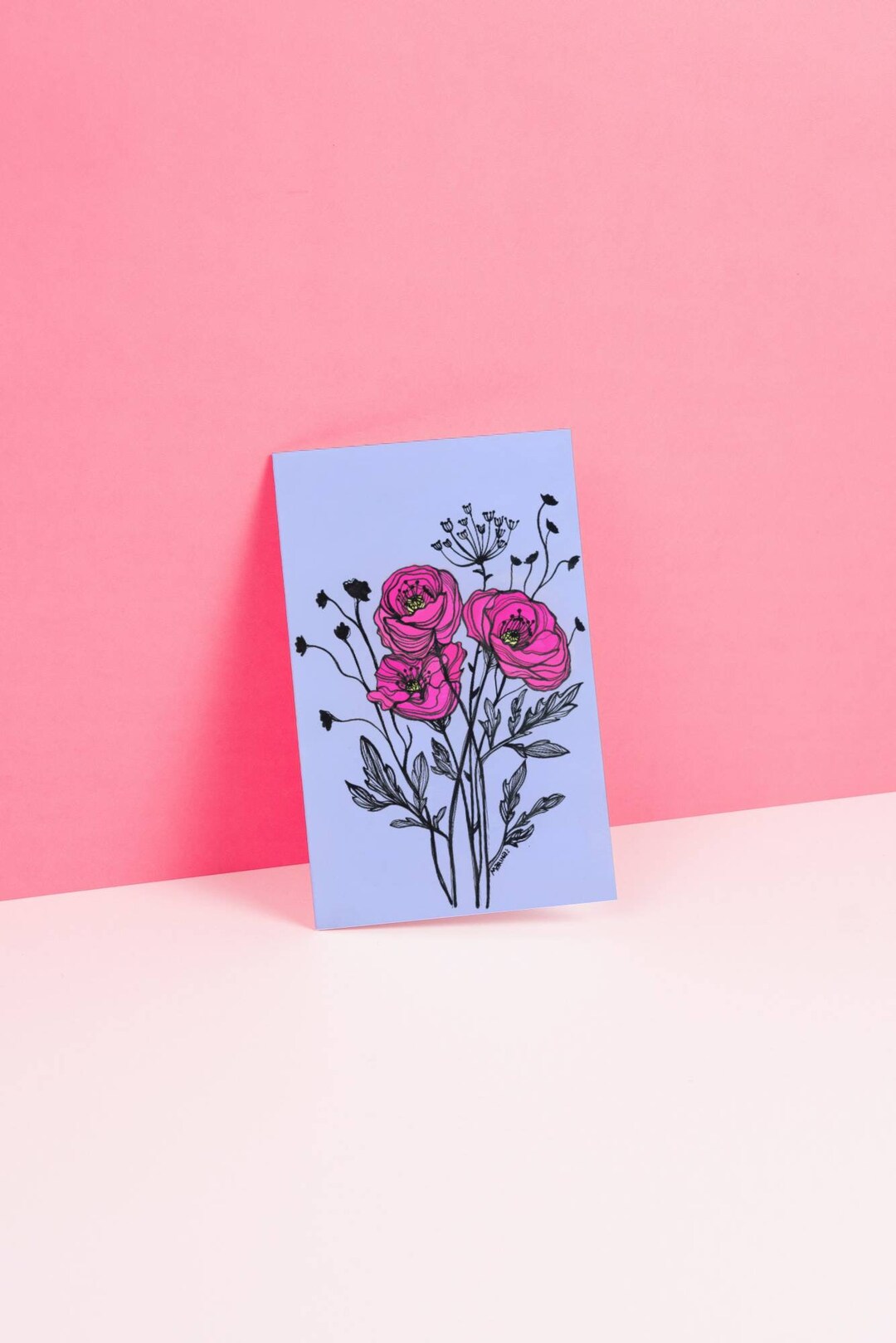 Blank Inside Greeting Card poppies Birthday Get Well Soon Anniversary Any Occasion Original Art